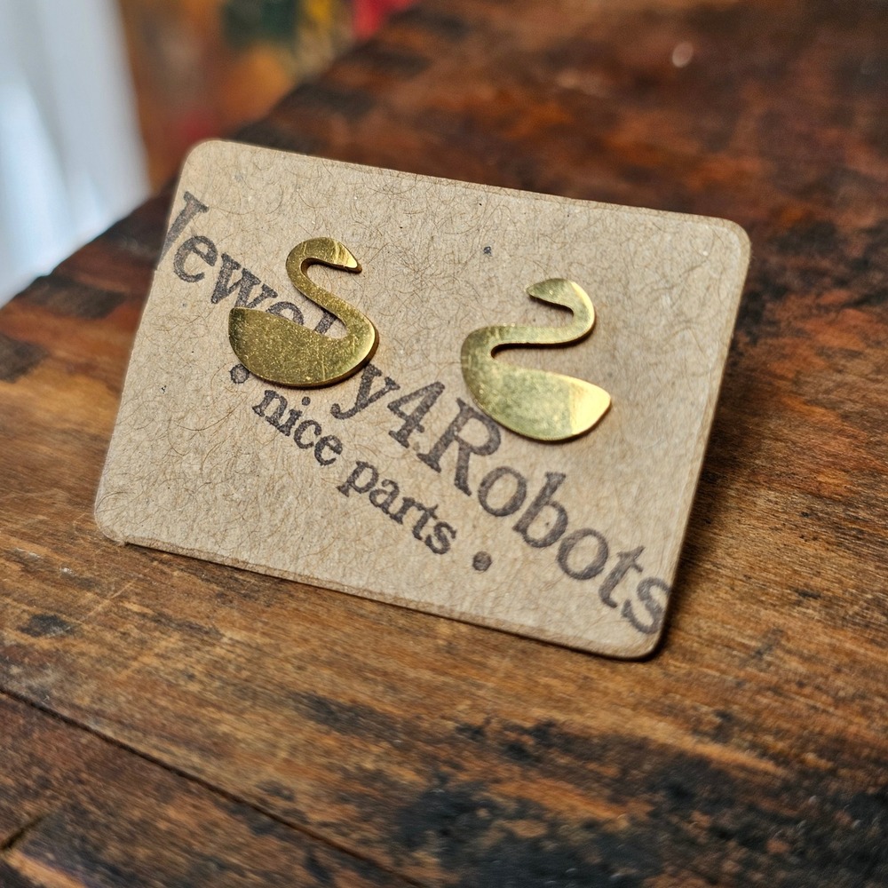 Swan Stud Earrings Women Gold Tone Stainless Steel Minimalist Bird Jewelry